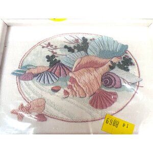Dimensions Pastel Shells Crewel Embroidery Kit 7"x5" Barbara Mock Design